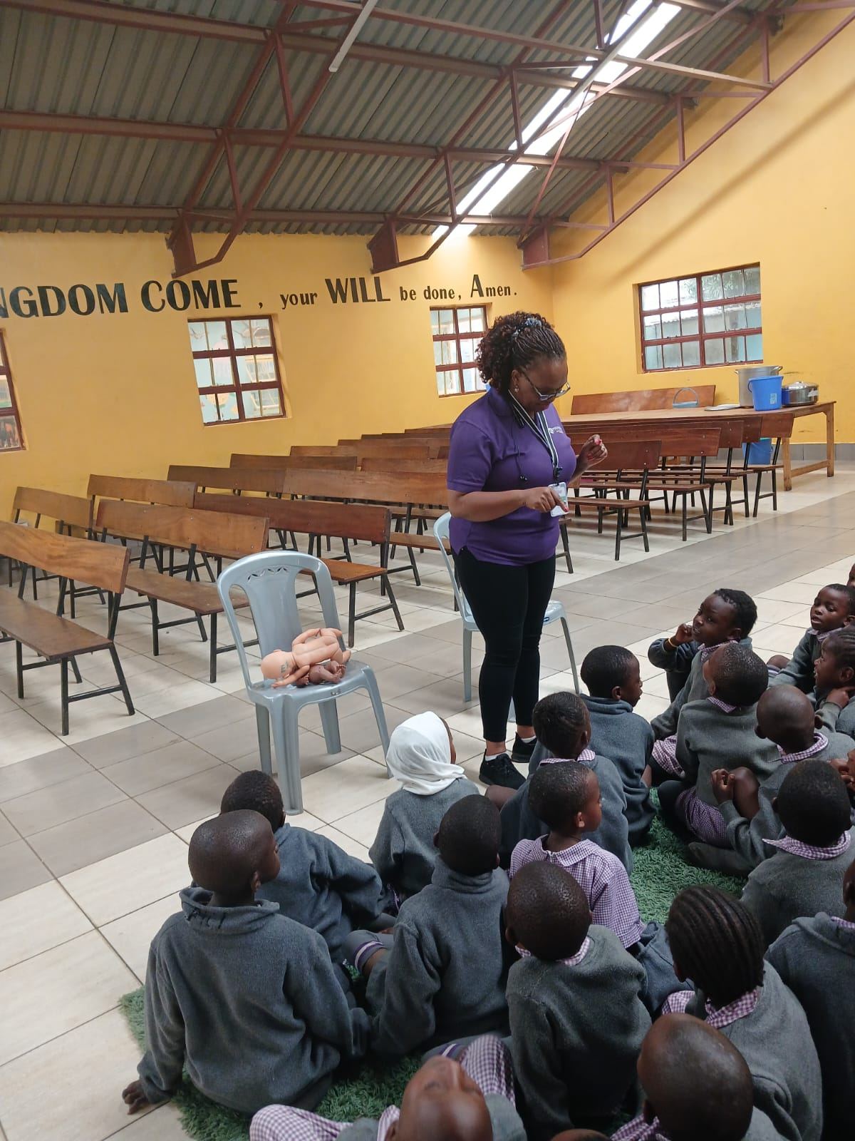 Mentorship and child-protection session with learners at IAK Kibra School